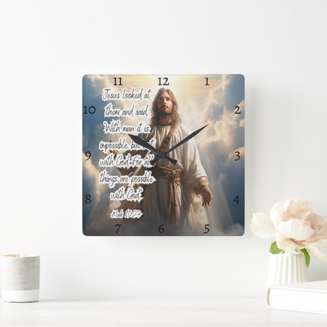 Jesus: All Things Possible  Square Wall Clock (Home)