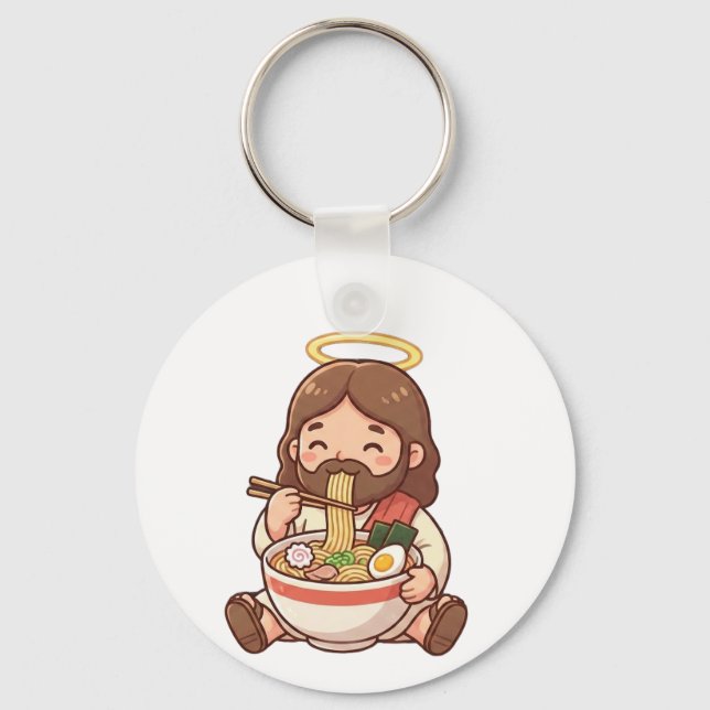 Jesus also likes ramen key ring (Front)