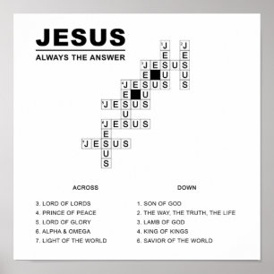 Jesus, Always The Answer Christian Faith Crossword Poster