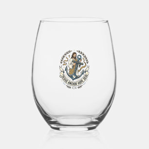 Jesus Anchor Hope Seal Jesus Anchor Hope Seal Chri Stemless Wine Glass
