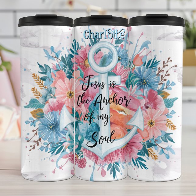 Jesus Anchor Soul Floral Art Thermal Tumbler (Creator Uploaded)