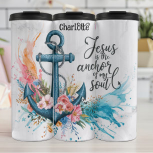 Jesus: Anchor, Soul, Floral Hope Thermal Tumbler