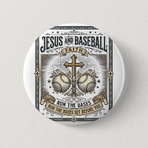 Jesus and Baseball Vintage Christian  6 Cm Round Badge