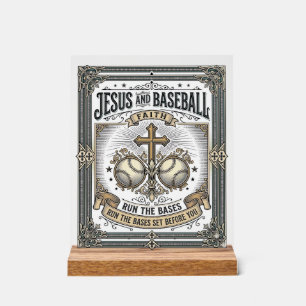 Jesus and Baseball Vintage Christian Acrylic Sign