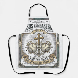 Jesus and Baseball Vintage Christian Apron