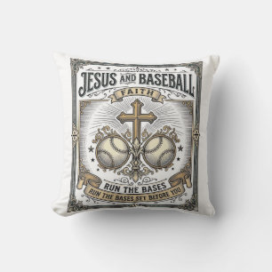 Jesus and Baseball Vintage Christian Cushion