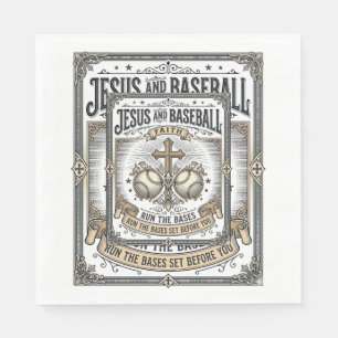 Jesus and Baseball Vintage Christian Napkin