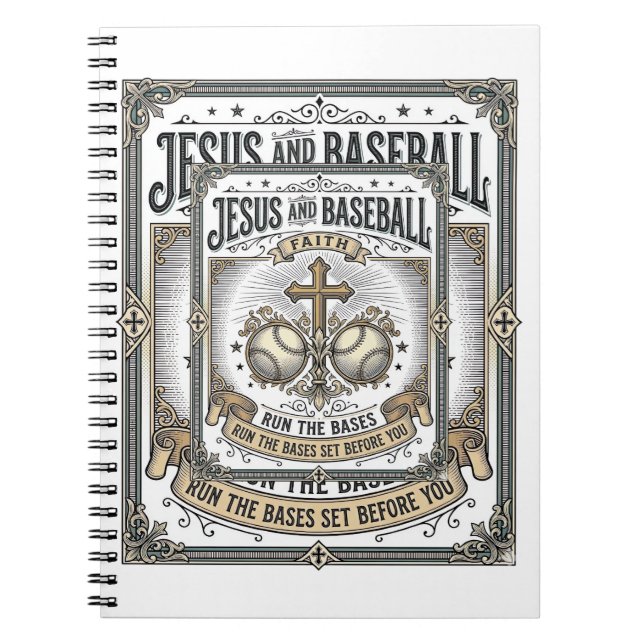 Jesus and Baseball Vintage Christian  Notebook (Front)