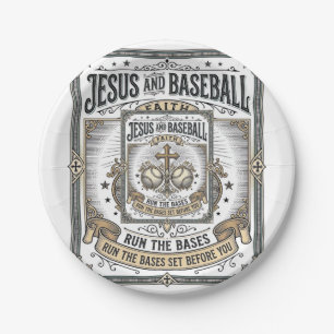 Jesus and Baseball Vintage Christian Paper Plate