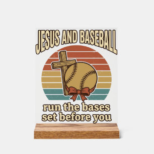 Jesus and Baseball Vintage Christian Shirt Acrylic Sign