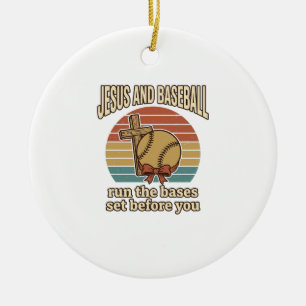Jesus and Baseball Vintage Christian Shirt Ceramic Ornament