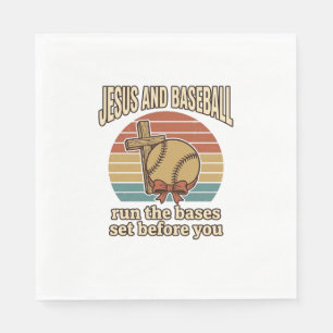 Jesus and Baseball Vintage Christian Shirt Napkin