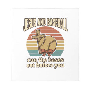 Jesus and Baseball Vintage Christian Shirt Notepad