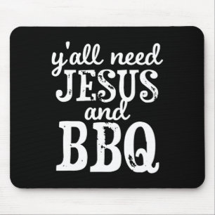 Jesus And Bbq For Religious Barbecue Lovers Mouse Pad