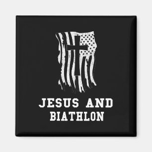 Jesus And Biathlon Design For Christian Biathletes Magnet