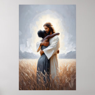 Jesus and Black Woman Christ Woman Jesus Painting Poster