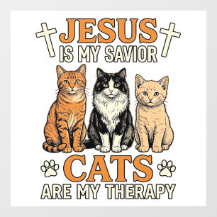 Jesus And Cats Are My Therapy Vintage Cat Shirt