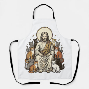 Jesus and Cats Vintage Apron