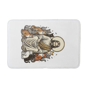 Jesus and Cats Vintage Bath Mat