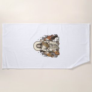 Jesus and Cats Vintage Beach Towel