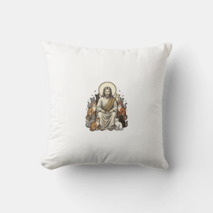 Jesus and Cats Vintage Cushion