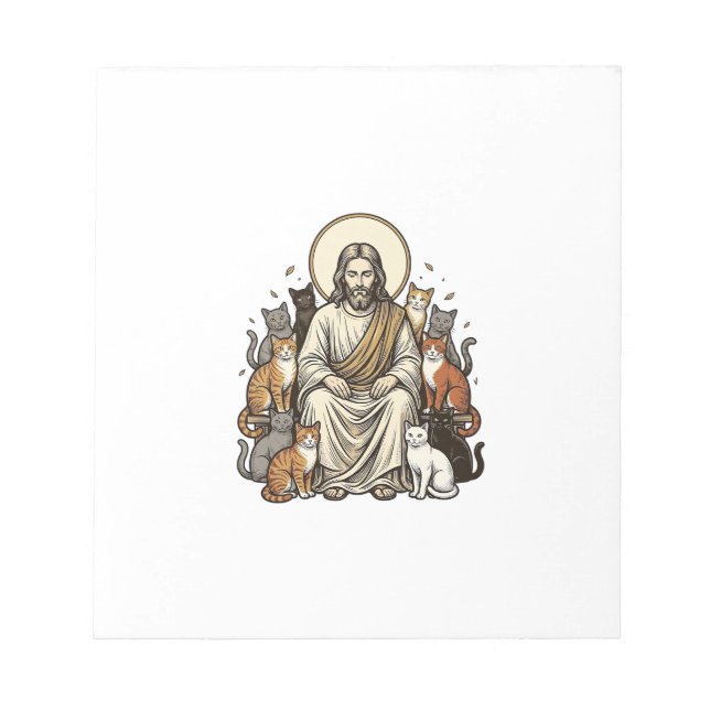 Jesus and Cats Vintage Notepad (Front)