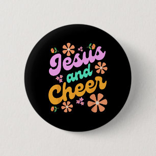 Jesus And Cheer Cheerleading Coach Funny Groovy Y2 6 Cm Round Badge
