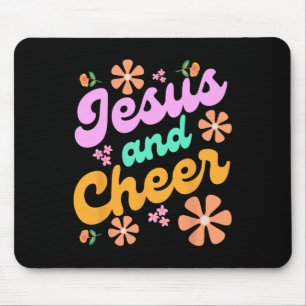 Jesus And Cheer Cheerleading Coach Funny Groovy Y2 Mouse Pad