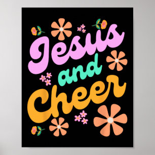 Jesus And Cheer Cheerleading Coach Funny Groovy Y2 Poster