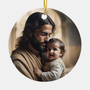 Jesus and Child Ceramic Ornament