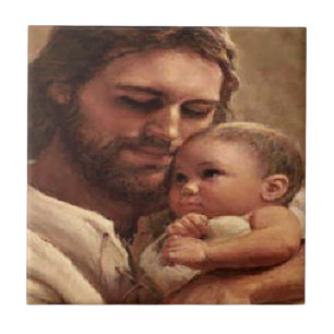 Jesus and child ceramic tile