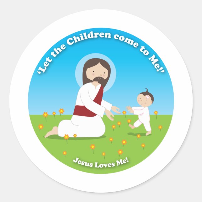 Jesus and Child Classic Round Sticker (Front)