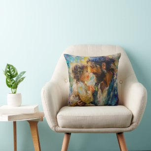 Jesus and Child Expressionism Cushion