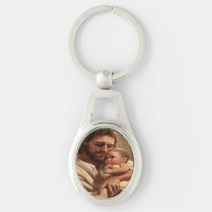 Jesus and child key ring