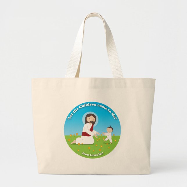 Jesus and Child Large Tote Bag (Front)