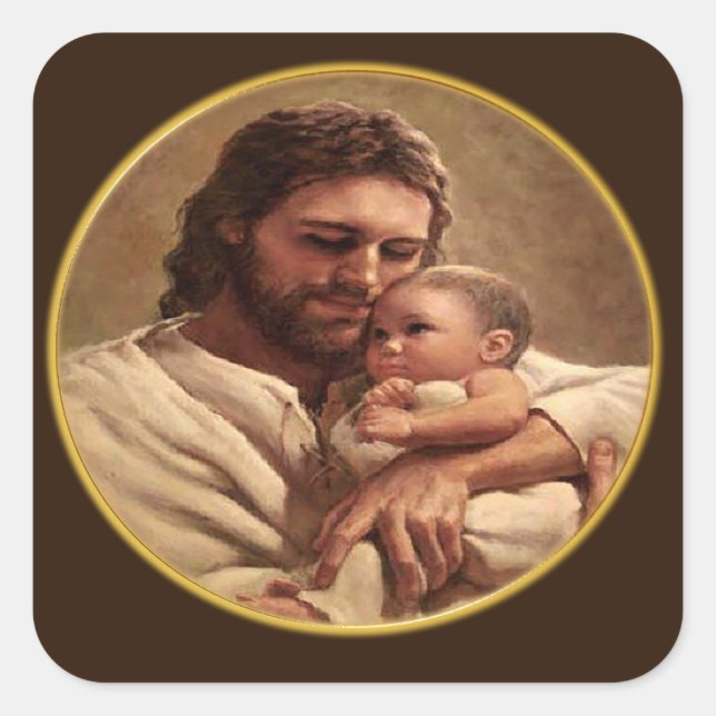Jesus and child square sticker (Front)