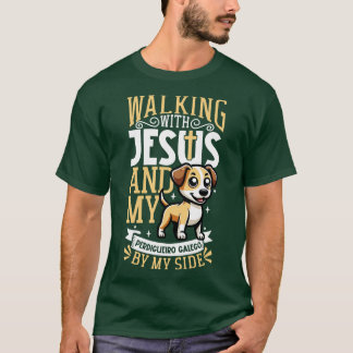 Jesus and dog Perdigueiro Galego T-Shirt