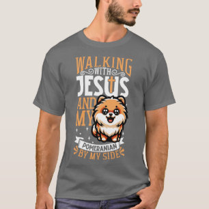Jesus and dog Pomeranian T-Shirt