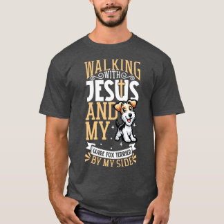 Jesus and dog Wire fox terrier T-Shirt