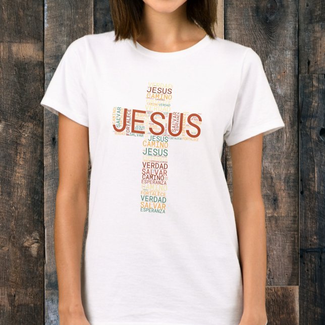 Jesus And Faith Cross Women's Christian Spanish T-Shirt (Creator Uploaded)