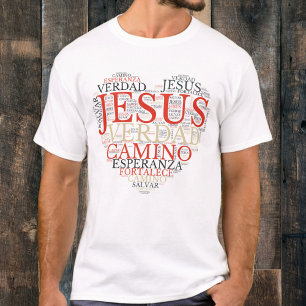 Jesus And Faith Heart Men's Christian Spanish T-Shirt