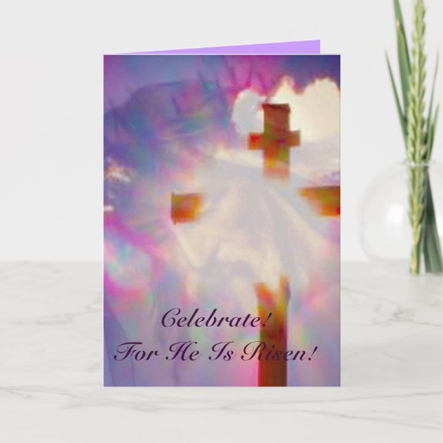 Jesus and Glowing Cross Easter Card (Front)