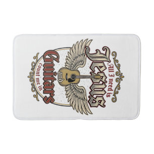 Jesus and Guitars Vintage Christian Guitar Bath Mat