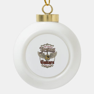 Jesus and Guitars Vintage Christian Guitar Ceramic Ball Christmas Ornament