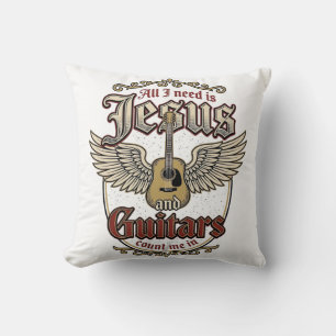 Jesus and Guitars Vintage Christian Guitar Cushion
