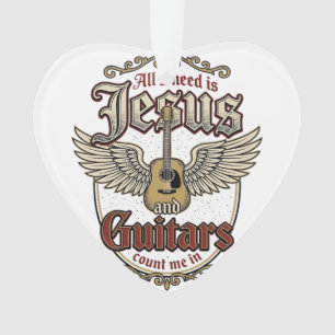 Jesus and Guitars Vintage Christian Guitar Ornament