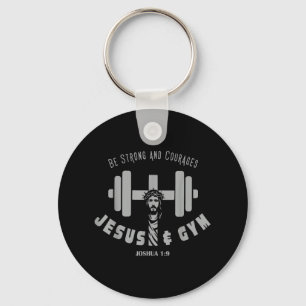 Jesus And Gym Christian Workout Weightlifting Men Key Ring