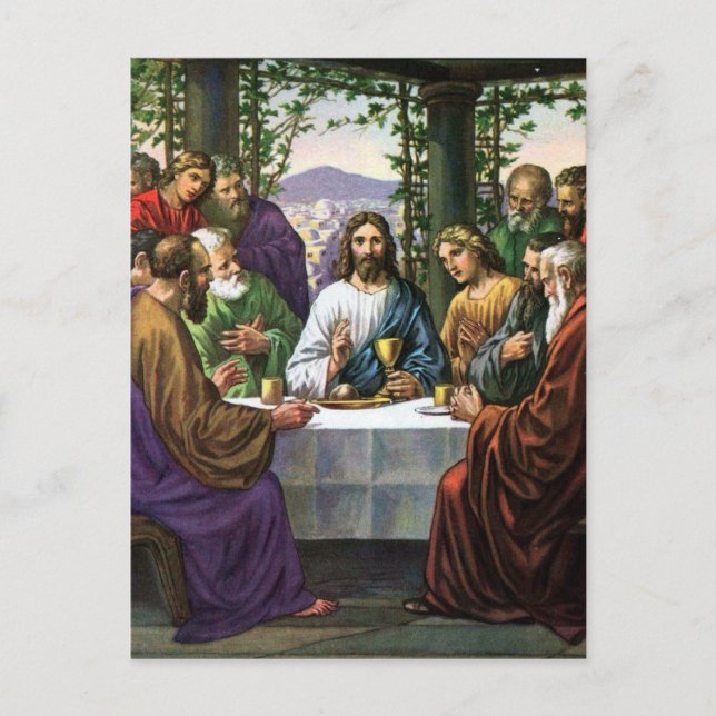 Jesus And His Friends In The Upper Room Postcard (Front)