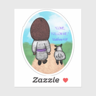 Jesus and His Sheep With Background