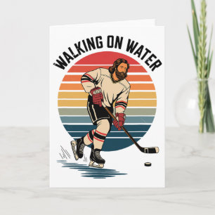 Jesus And Hockey - Retro Christian Religious Hocke Card